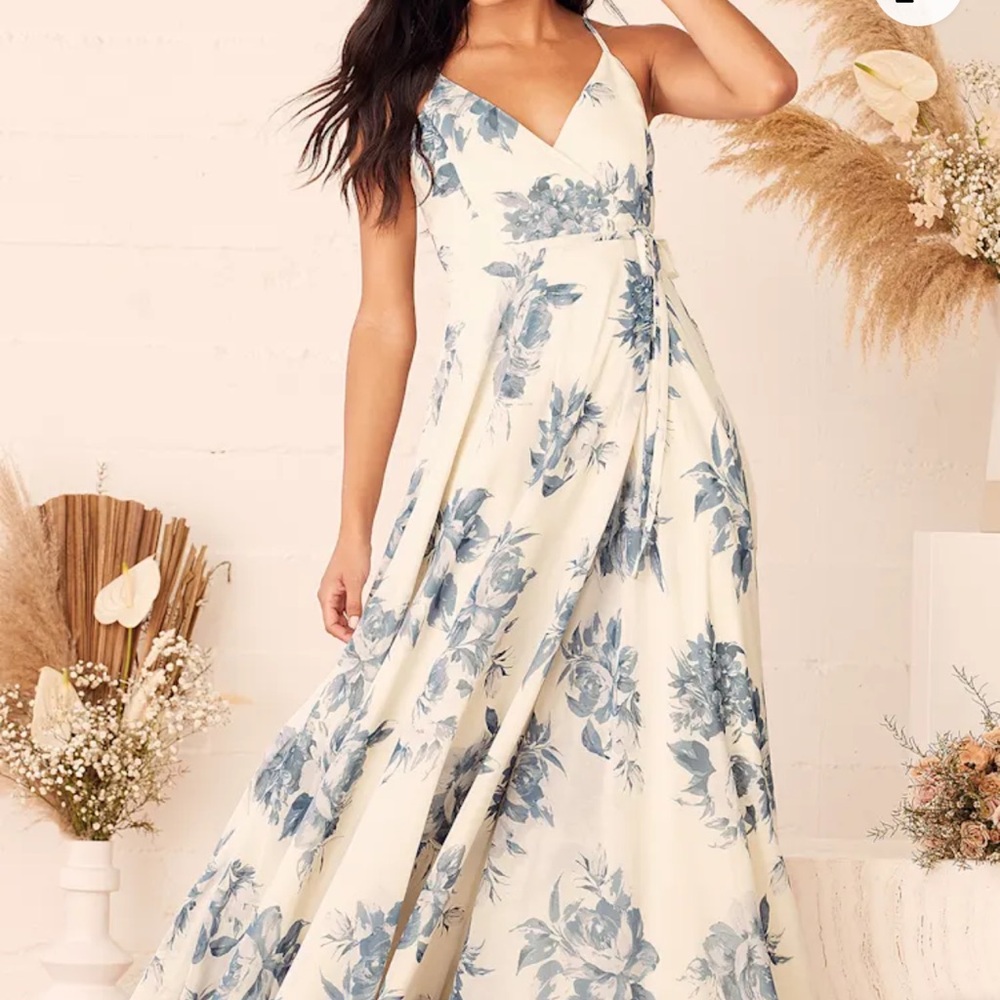 Lulu's Blue Floral Maxi Dress